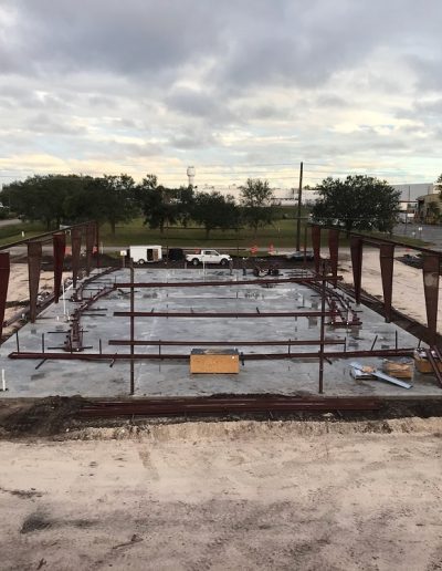 Red Iron Steel Building Construction in Progress